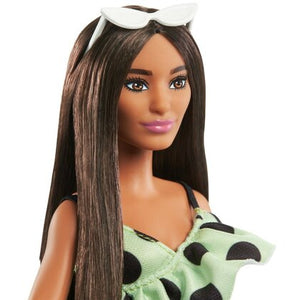 Barbie Papusa Fashionista Bruneta cu Salopeta Verde