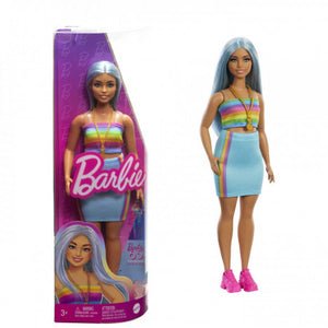 Barbie Papusa Fashionista cu Par Albastru Platinat si Top Sport