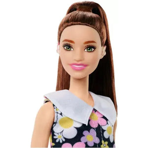 Barbie Papusa Fashionista Satena cu Rochie cu Imprimeu Floral