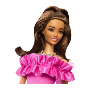 Barbie Papusa Fashionista Satena cu Rochie Roz