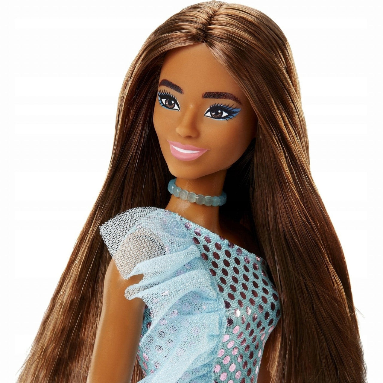 Barbie Papusa Tinute Stralucitoare Satena cu Rochita Blue 33cm