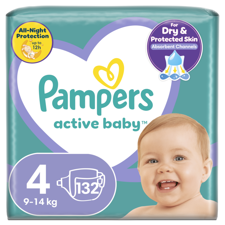 Pampers Active Baby Nr 4 9-14kg - Scutece 132buc