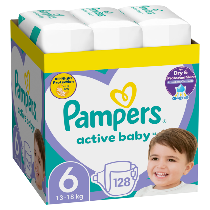 Pampers Active Baby Nr 6 13-18kg - Scutece 128buc