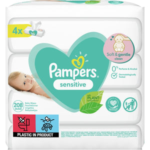 Pampers Sensitive 4x52buc - Servetele Umede 208buc