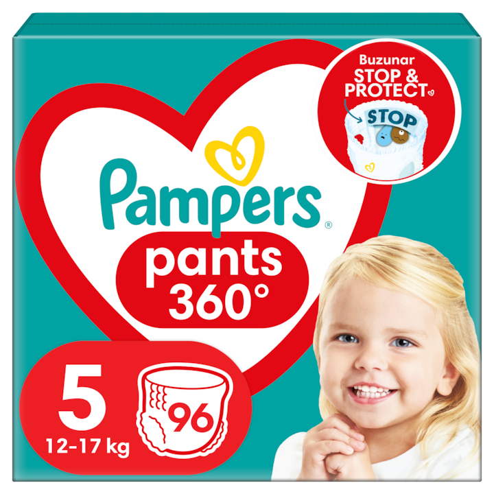 Pampers Pants Stop and Protect Nr 5 12-17kg - Scutece 96 buc