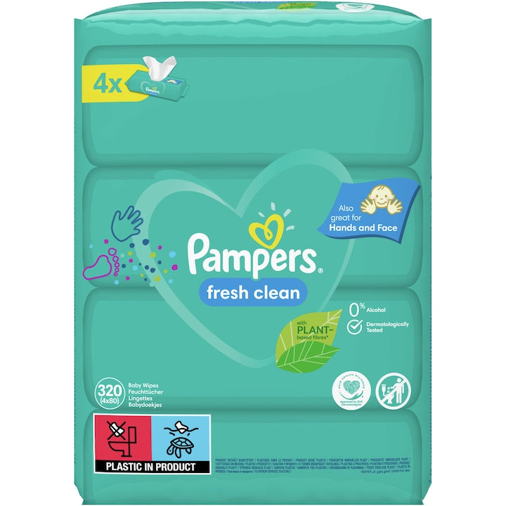 Pampers Fresh Clean 4x80buc - Servetele Umede 320buc