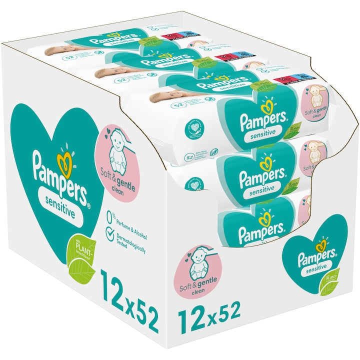 Pampers Sensitive 12x52buc - Servetele Umede 624buc