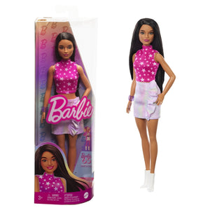 Barbie Papusa Fashionista Bruneta cu Top cu Stelute