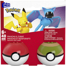 Încarcă imaginea în Galerie, Pokemon Mega Set Doua Bile Pikachu si Zubat 40 Piese
