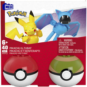 Pokemon Mega Set Doua Bile Pikachu si Zubat 40 Piese