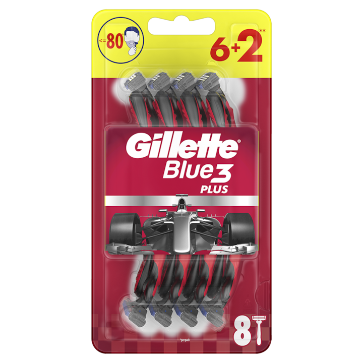 Gillette Blue3 Plus Red - Aparat de Ras 8 buc