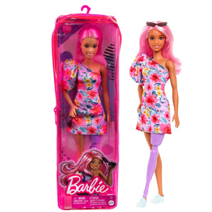 Barbie Papusa Fashionista cu Par Roz si Picior Protetic