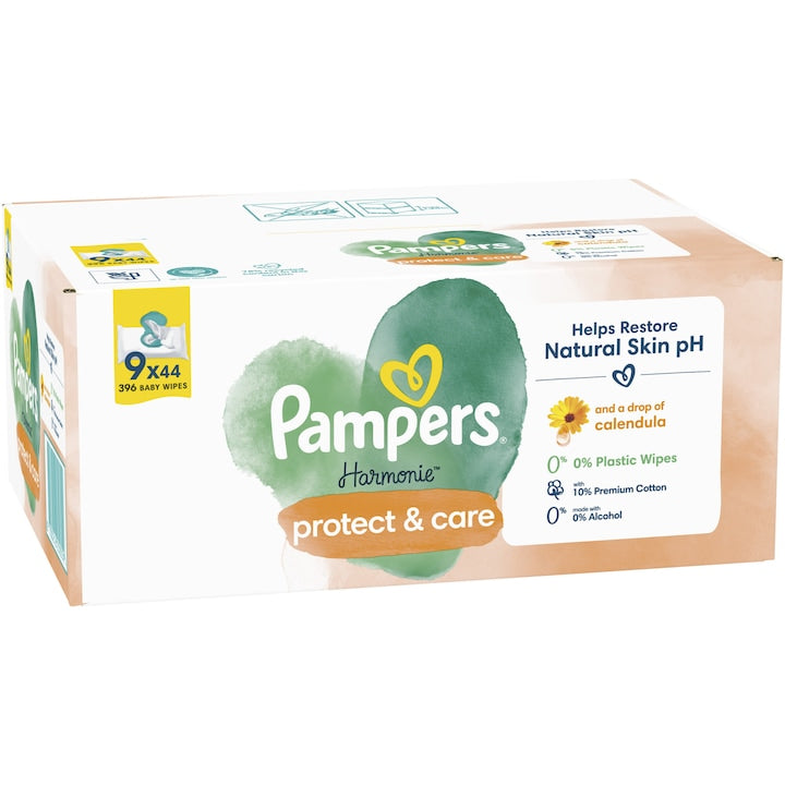 Pampers Harmonie Protect and Care 9x44buc - Servetele Umede 396buc