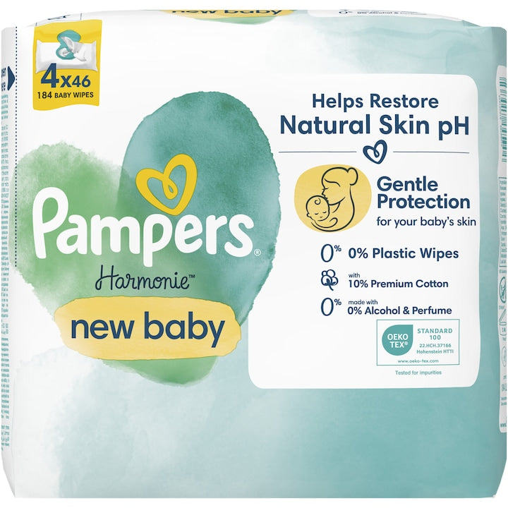 Pampers Harmonie New Baby 4x46buc - Servetele Umede 184buc