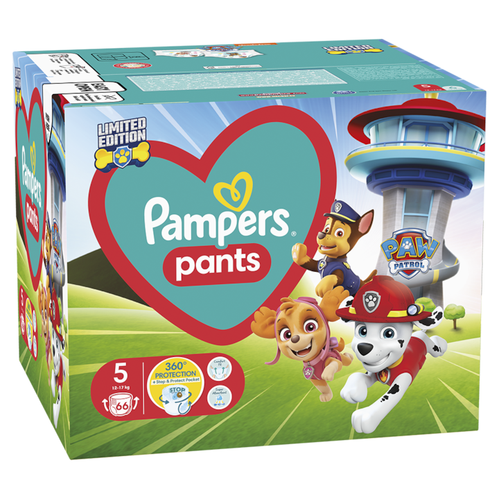Pampers Pants Patrula Catelusilor Nr 5 12-17kg - Scutece 66buc