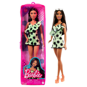 Barbie Papusa Fashionista Bruneta cu Salopeta Verde