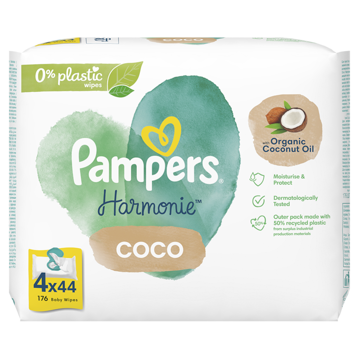 Pampers Harmonie Coco 4x44buc - Servetele Umede 176buc