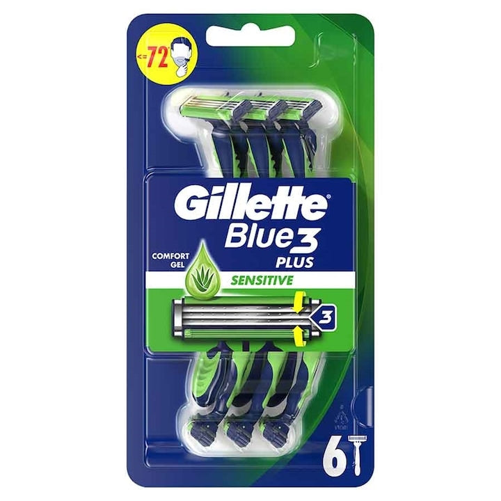 Gillette Blue3 Plus Sensitive - Aparat de Ras 6 buc