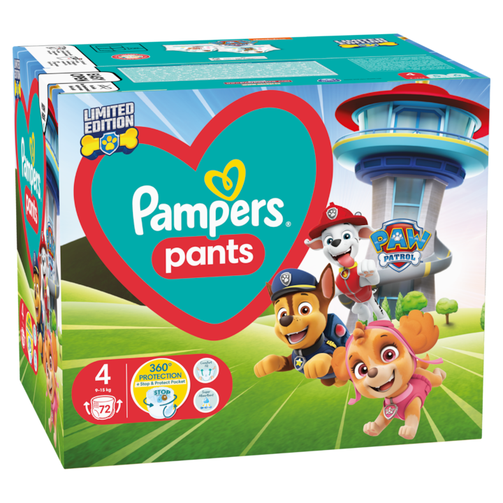 Pampers Pants Patrula Catelusilor Nr 4 9-15kg - Scutece 72buc