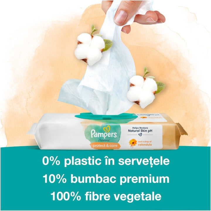 Pampers Harmonie Protect and Care  - Servetele Umede 44buc