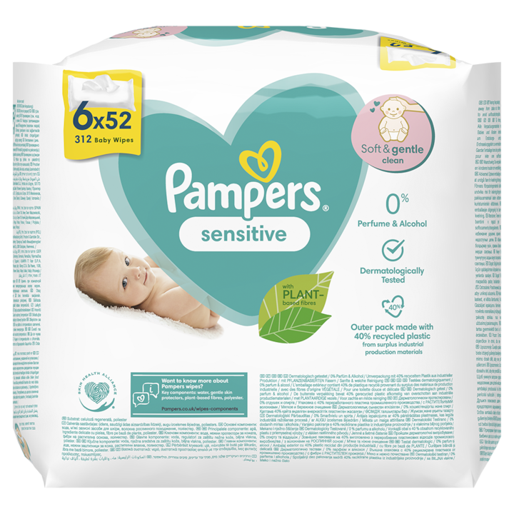 Pampers Sensitive 6x52buc - Servetele Umede 312buc