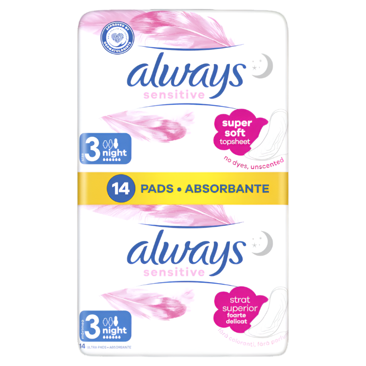 Always Sensitive Night - Absorbante 14 buc