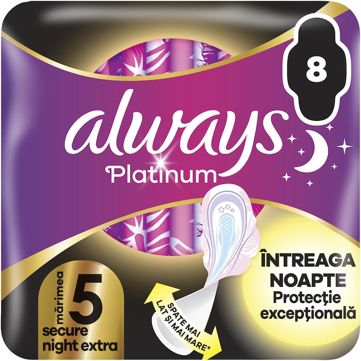 Always Platinum Secure Night Extra - Absorbante 8 buc – Beauty Lounge