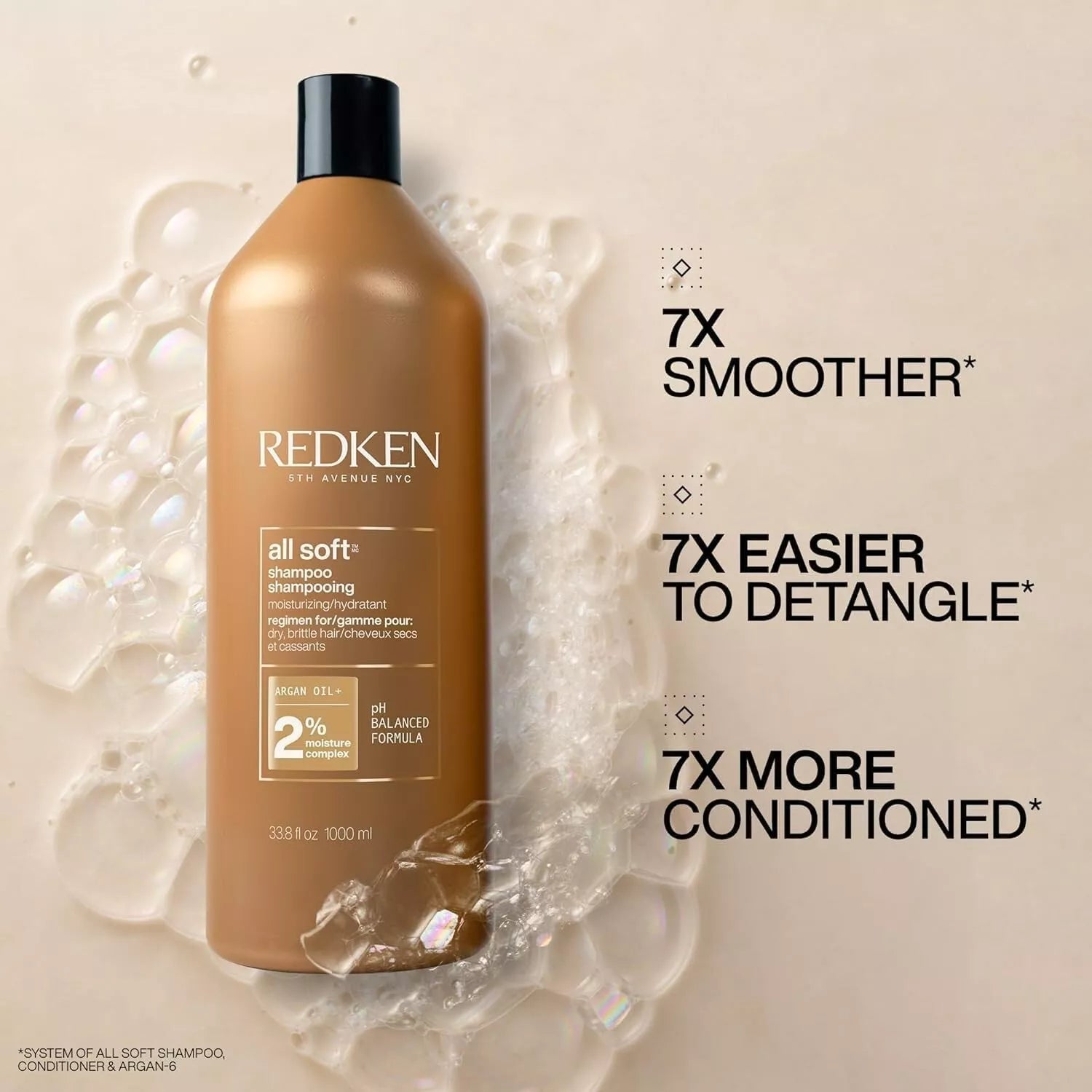 Redken All Soft 1000ml - Sampon cu Ulei de Argan Pentru Parul Uscat