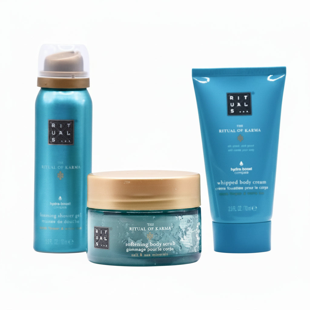 Rituals Trial Set Karma – Spuma de Dus 50ml + Crema 70ml + Exfoliant pentru Toate Tipurile de Piele - Beauty Lounge