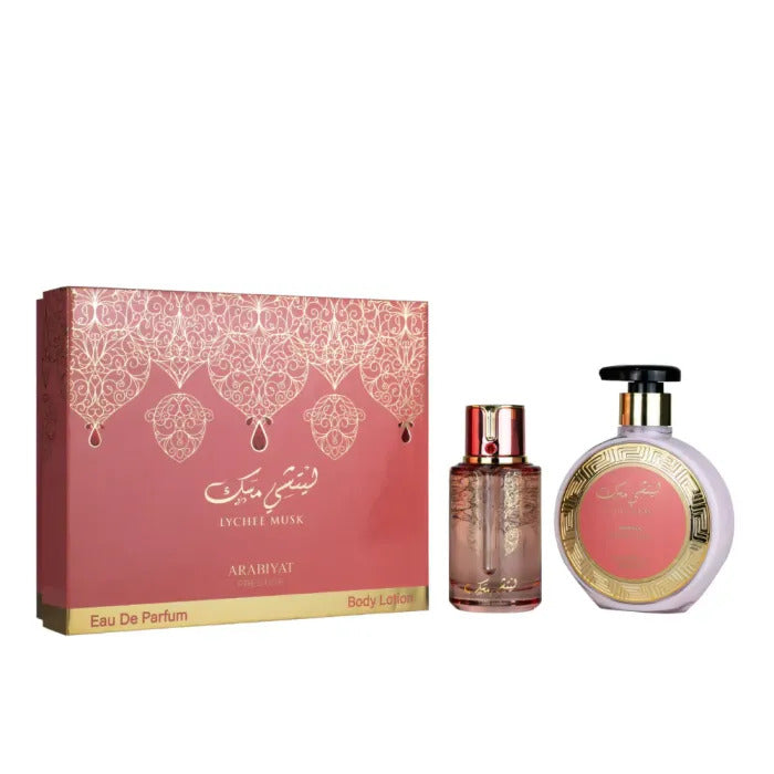 Arabiyat Prestige Lychee Musk Set - Parfum Pentru 100ml + 300ml Lotiune Corp Femei
