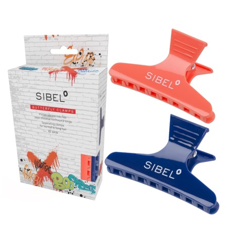 Sibel Butterfly Clamps FW25 Graffiti 6pcs - Clame Pentru Sectionarea Parului