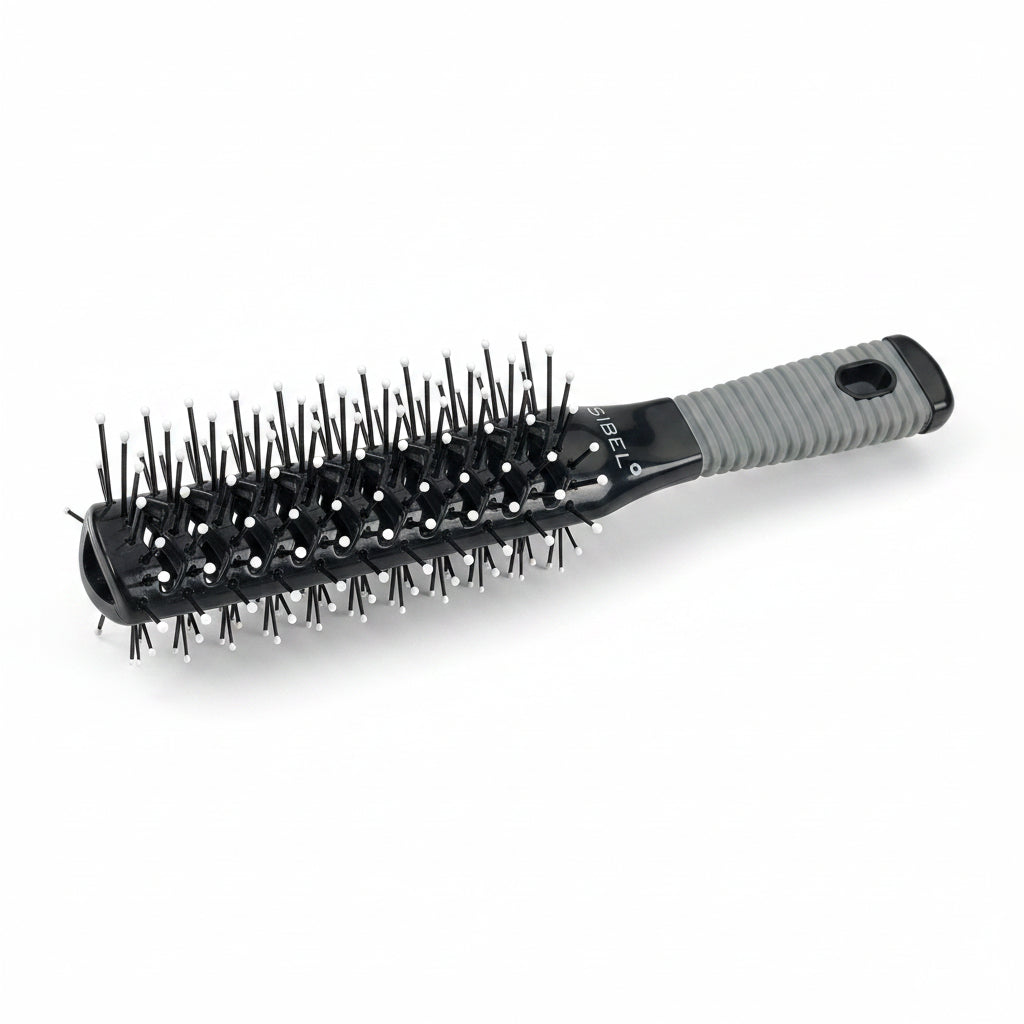 Sibel Double Vented Brush Tunnel 400 Black - Perie Antistatica Profesionala