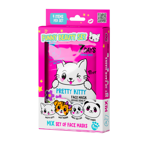 7DAYS Set Cadou Animal Mask Pretty Kitty Mix Funny Beauty