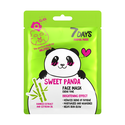 7DAYS Masca de Fata Animal Mask Sweet Panda Bambus & Ulei de Soia 28g - Reduce Petele Pigmentare