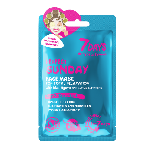 7DAYS Masca de Fata Perfect Sunday Agave Albastra & Lotus 28g - Hidratare Profunda