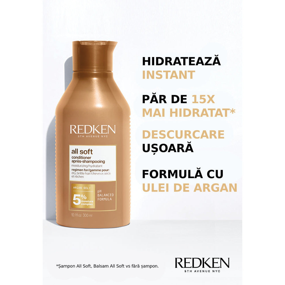 Redken All Soft - Balsam cu Ulei de Argan Pentru Parul Uscat 300ml - Beauty Lounge