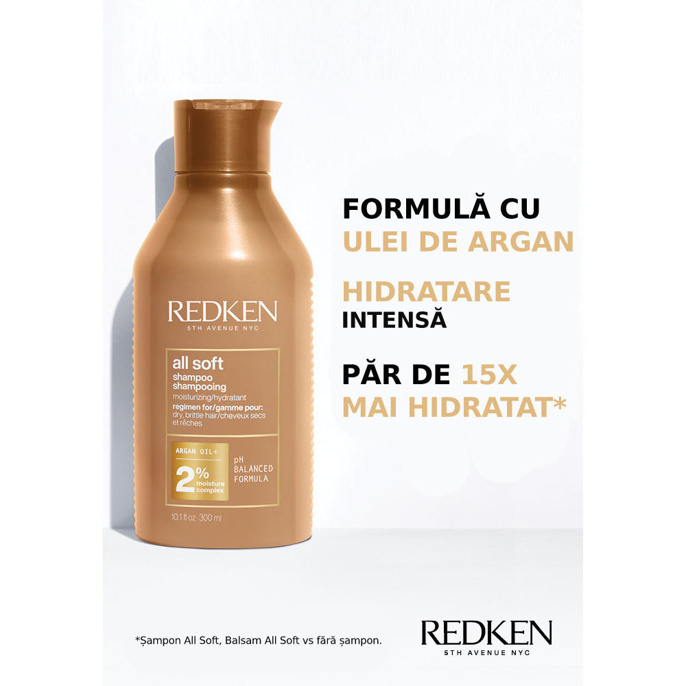 Redken All Soft - Sampon cu Ulei de Argan Pentru Parul Uscat 300ml - Beauty Lounge