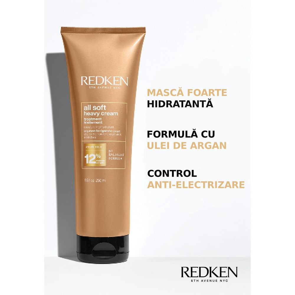 Redken All Soft Heavy Cream - Masca cu Ulei de Argan Pentru Parul Uscat 250ml - Beauty Lounge