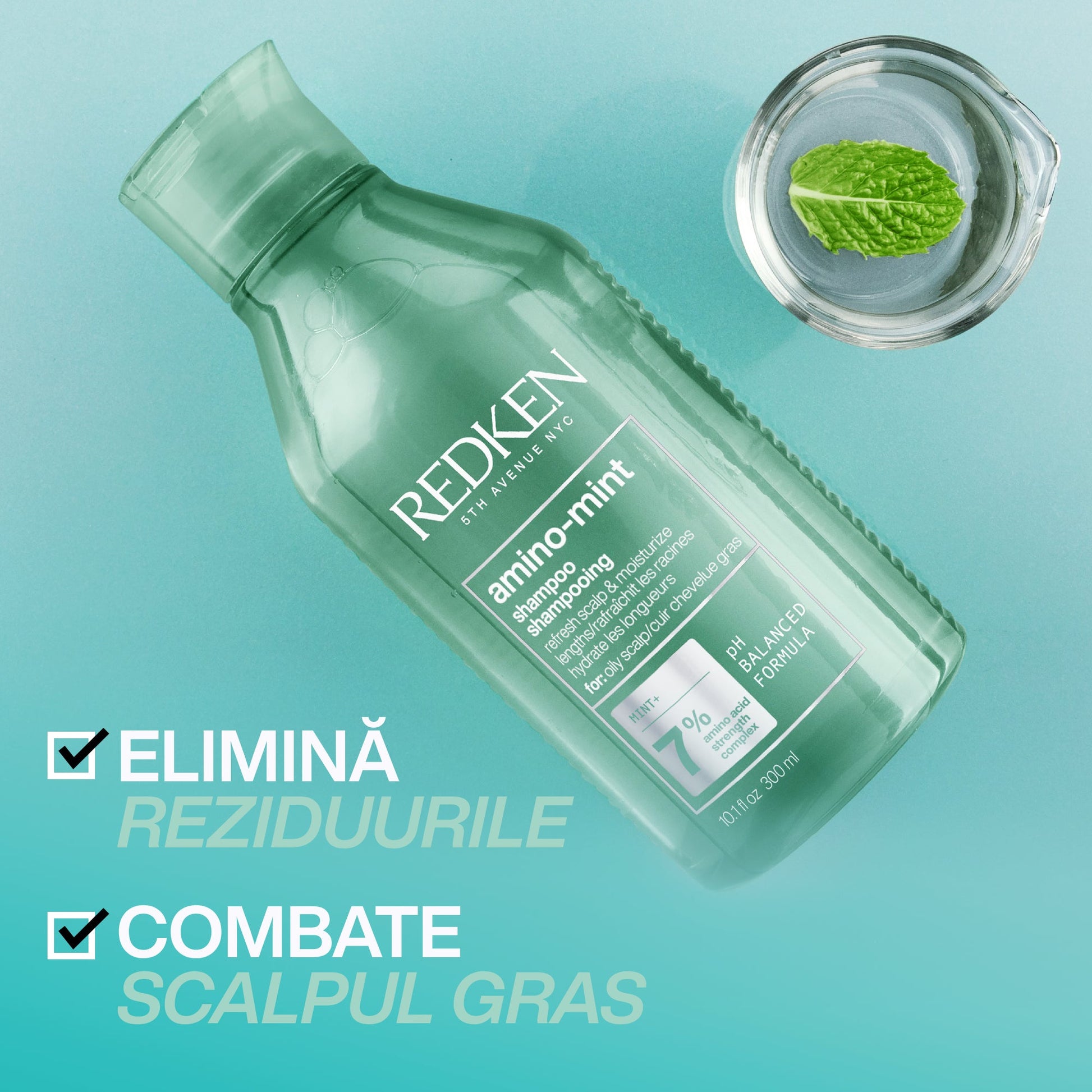 Redken Amino Mint - Sampon Profesional cu Menta pentru Scalp Gras 300ml - Beauty Lounge
