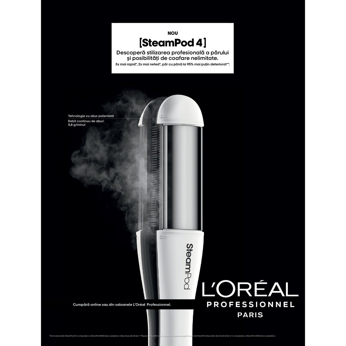 L'Oréal Professionnel Steampod 4.0 – Placă Profesională cu Aburi pentru Îndreptat și Ondulat Părul