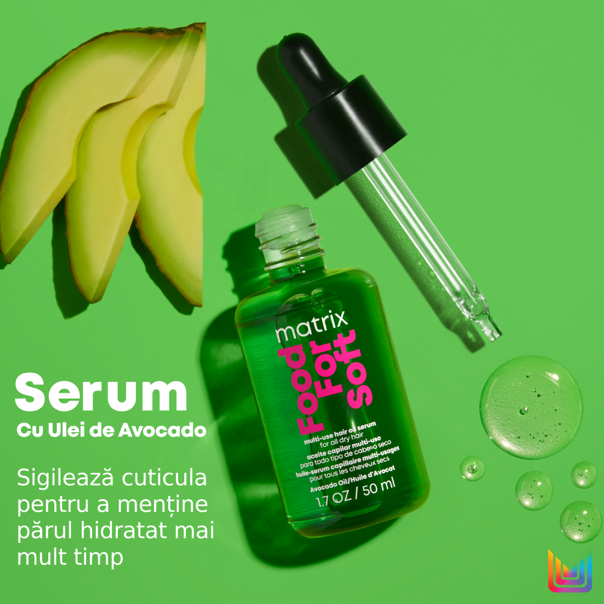 Set Matrix Duo Food For Soft - Ulei 50ml Pentru par Uscat cu Avocado si Acid Hialuronic - Beauty Lounge