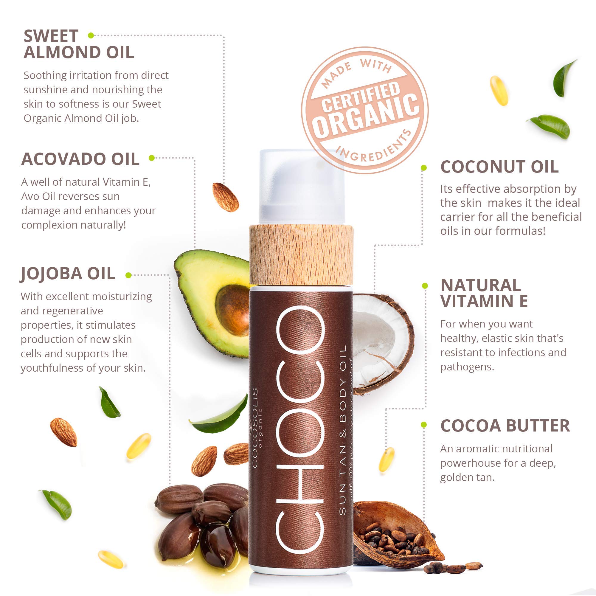 Cocosolis Choco Suntan & Body Oil - Ulei pentru Ingrijire si Bronzare Fara Factor de Protectie 200ml - Beauty Lounge