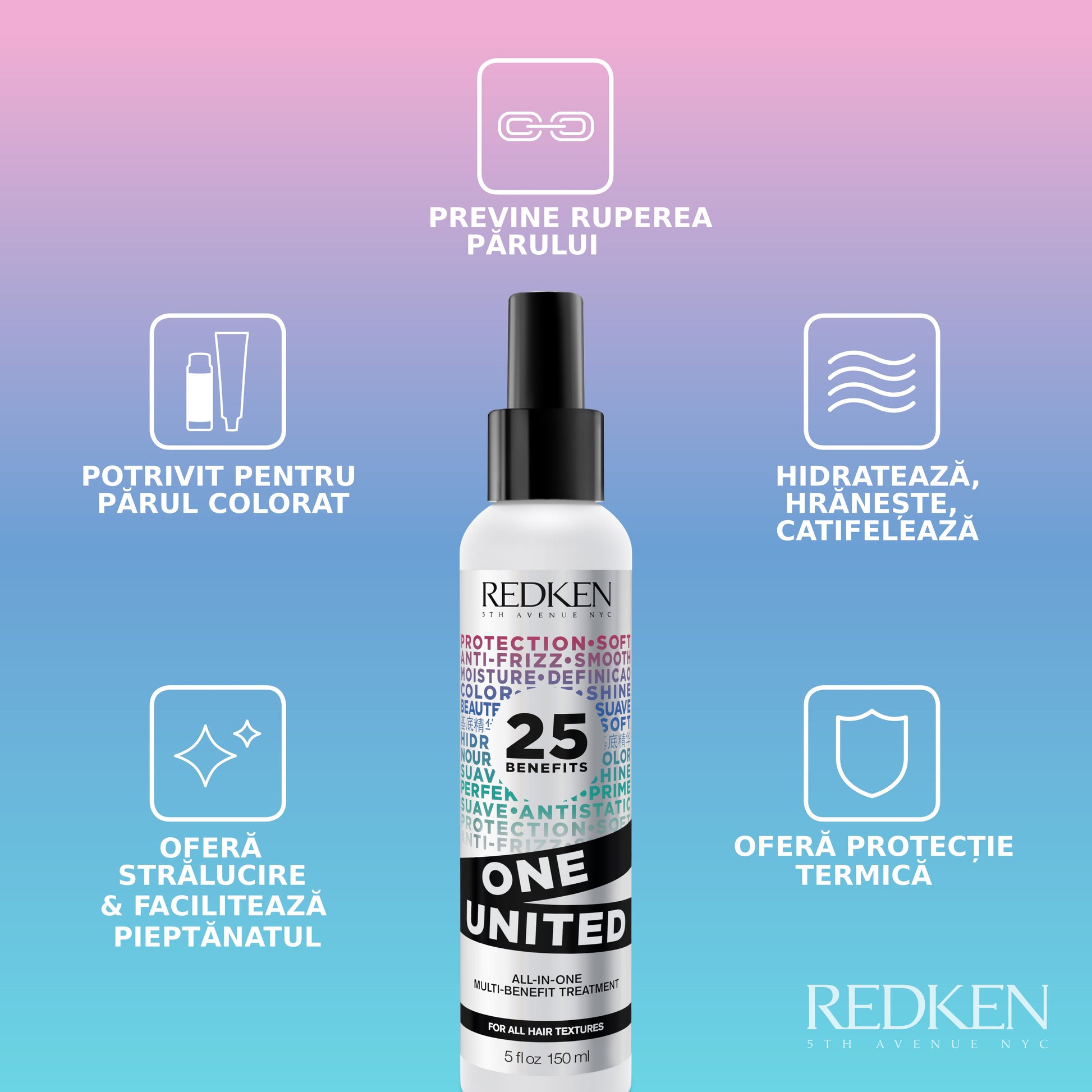 Redken One United - Tratament Fara Clatire cu 25 de Beneficii 150ml - Beauty Lounge