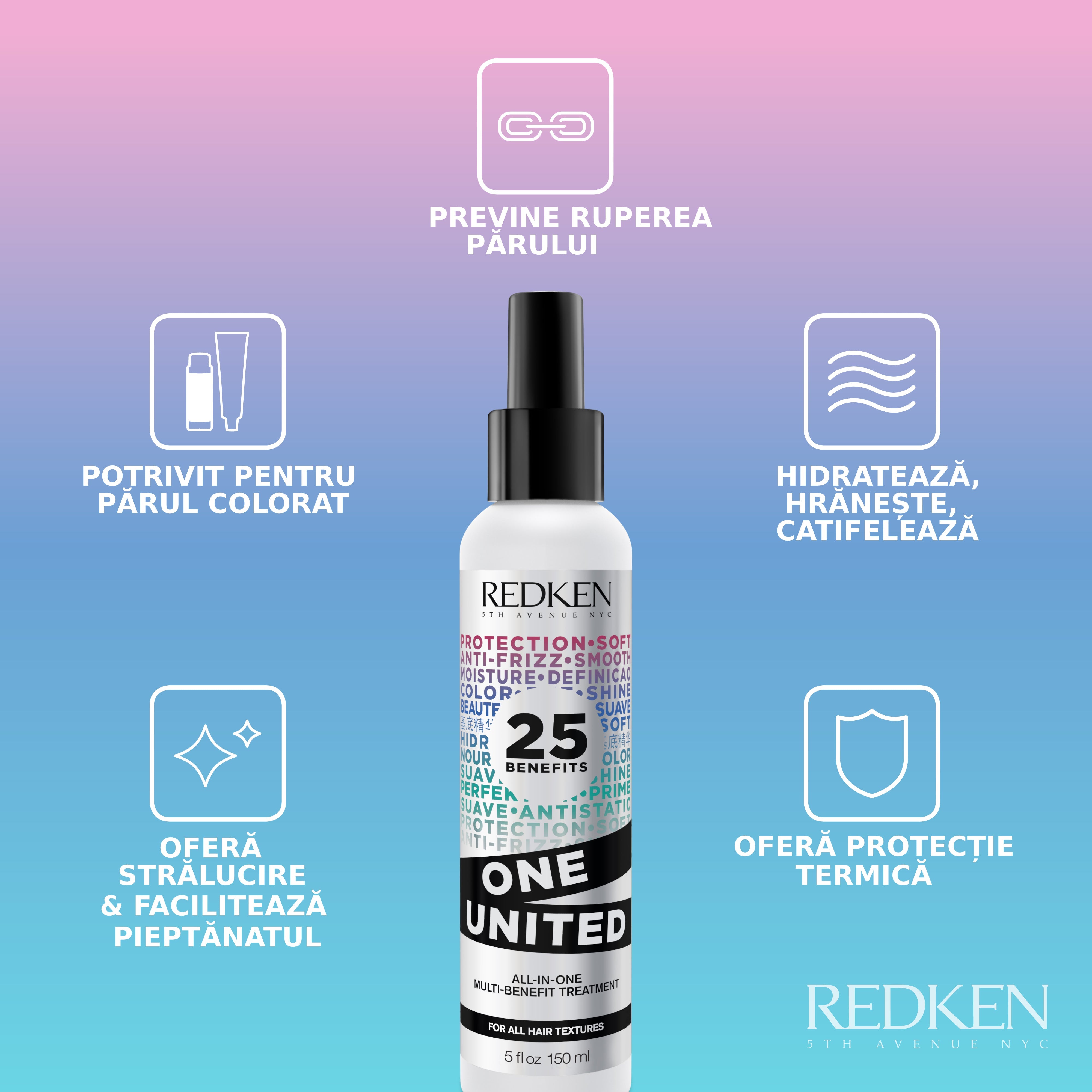 Redken One United - Tratament Fara Clatire cu 25 de Beneficii 150ml - Beauty Lounge