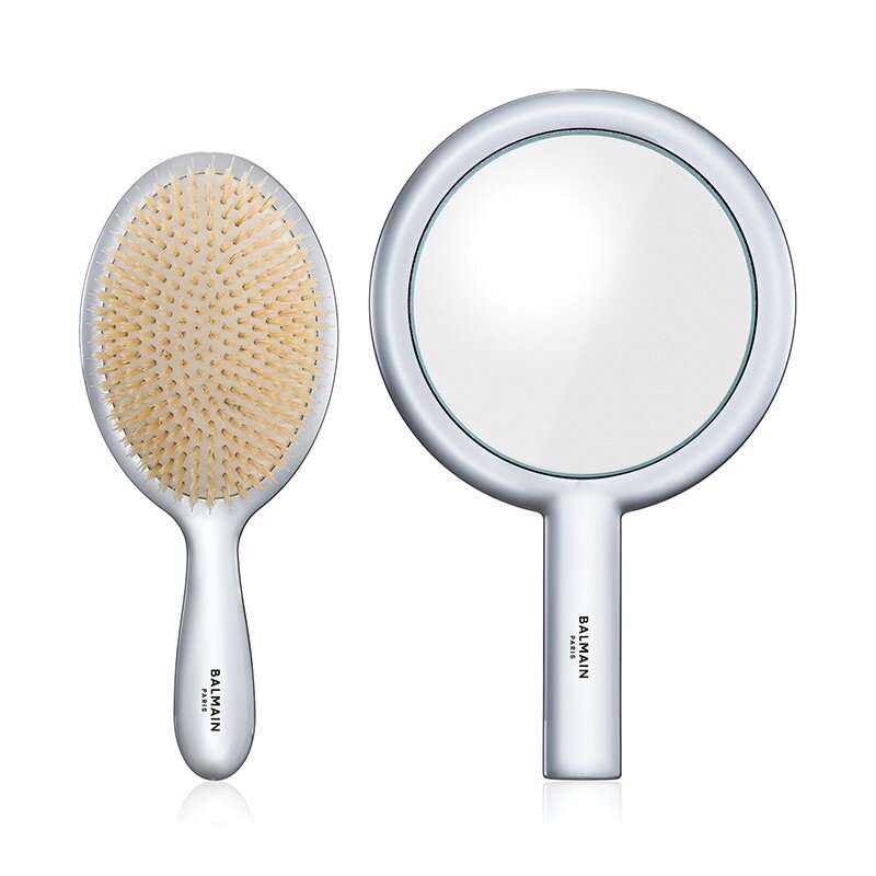 Balmain Limited Edition Silver Spa Brush & Hand Mirror - Beauty Lounge