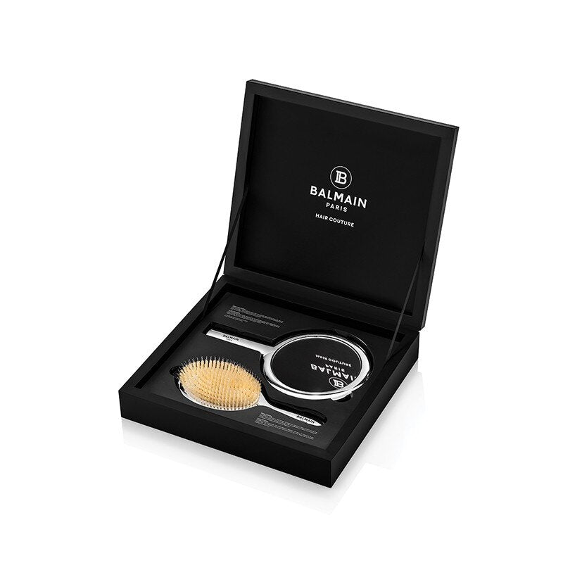 Balmain Limited Edition Silver Spa Brush & Hand Mirror - Beauty Lounge