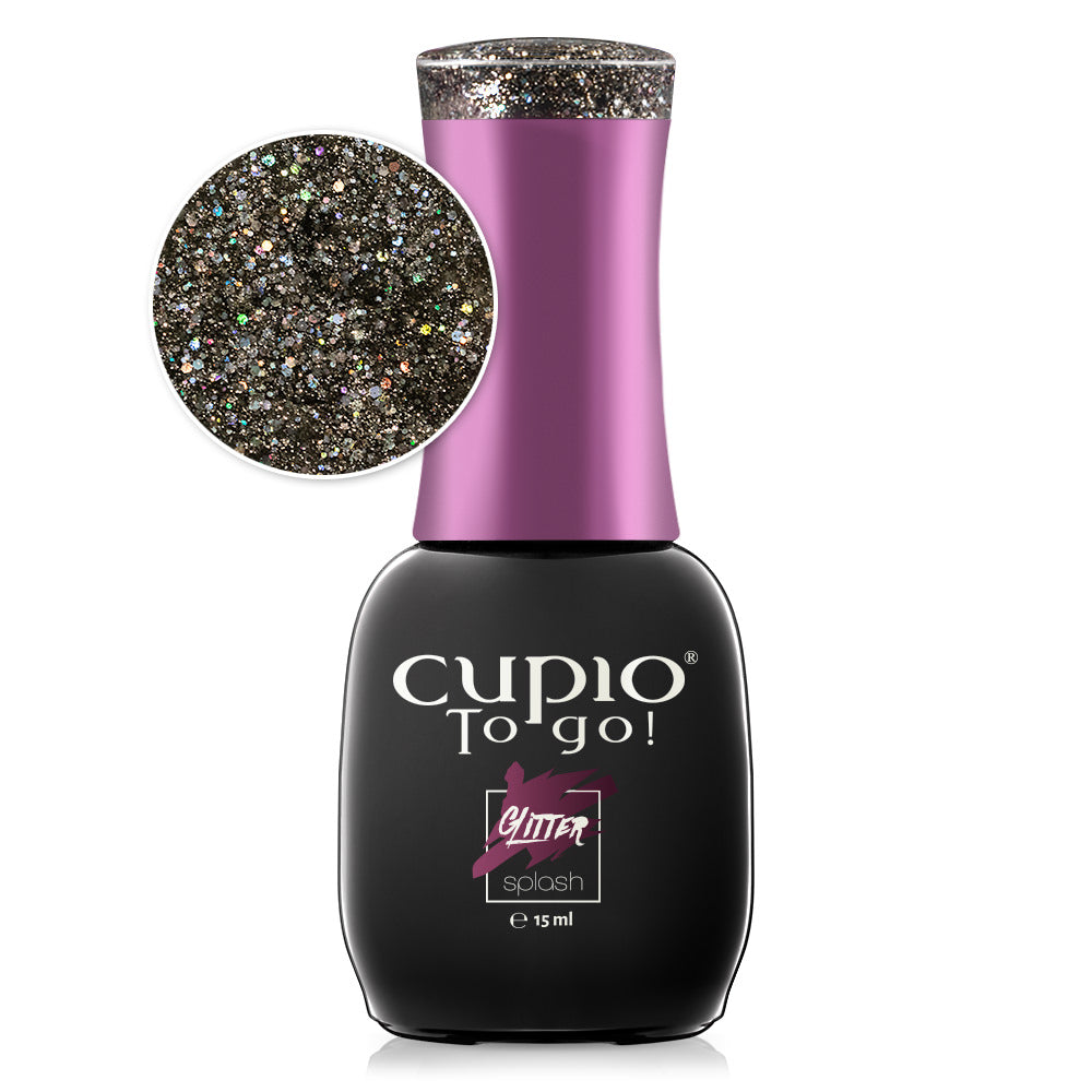 Cupio Oja Semipermanenta To Go! Glitter Splash - Crystal Black