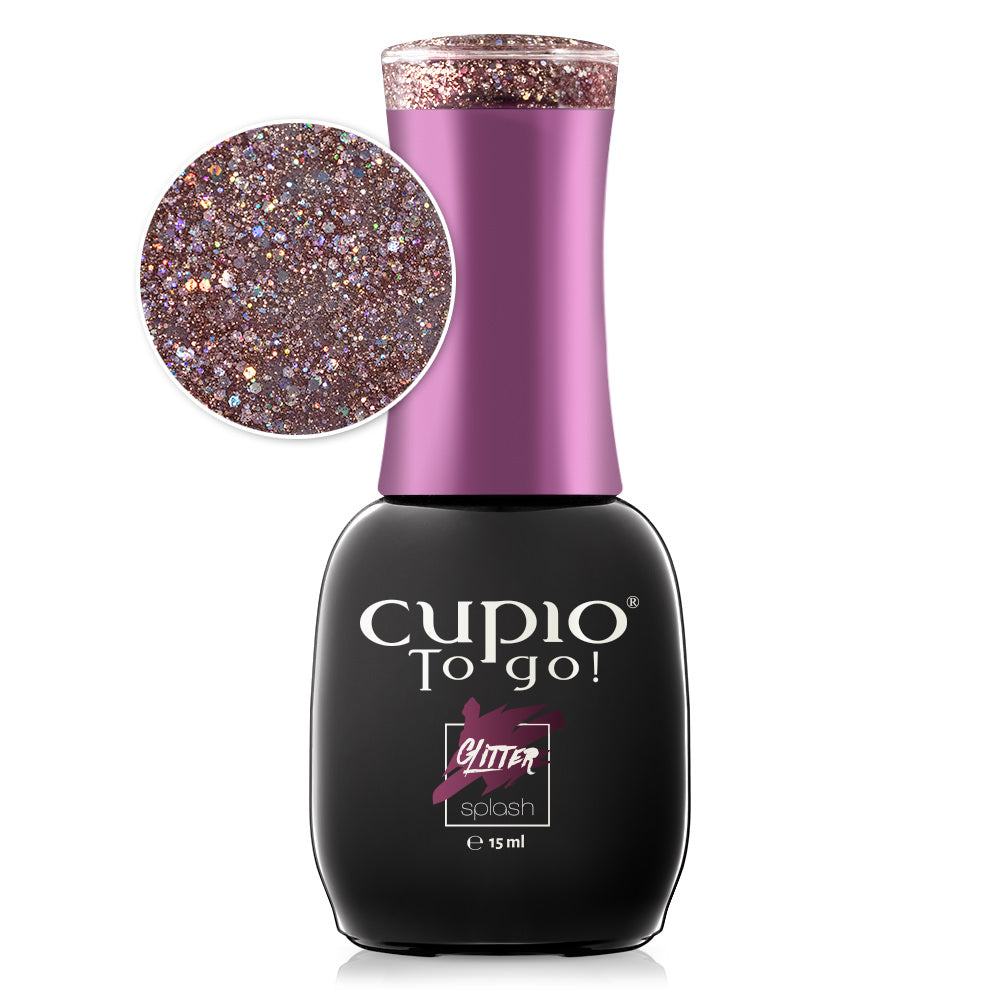 Cupio Oja Semipermanenta To Go! Glitter Splash - Crystal Pink