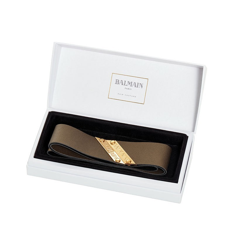 Balmain Hair Head Band Gold Leather - Bentita Aurie din Piele