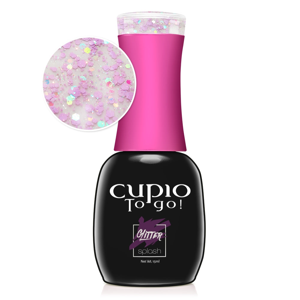 Cupio Oja Semipermanenta To Go! Glitter Splash - Lavander Confetti 15ml